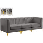 Meridian Furniture Alina Velvet Modular Sofa S93 - Grey - Sofas