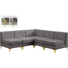 Meridian Furniture Alina Velvet Modular Sectional 5A - Grey - Sofas
