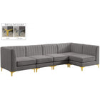 Meridian Furniture Alina Velvet Modular Sectional 5B - Grey - Sofas