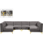 Meridian Furniture Alina Velvet Modular Sectional 6B - Grey - Sofas