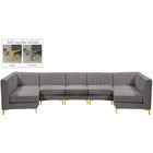 Meridian Furniture Alina Velvet Modular Sectional 7A - Grey - Sofas