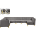 Meridian Furniture Alina Velvet Modular Sectional 8A - Grey - Sofas