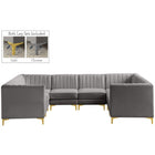 Meridian Furniture Alina Velvet Modular Sectional 8B - Grey - Sofas