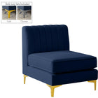 Meridian Furniture Alina Velvet Modular Armless Chair - Navy - Sofas