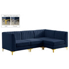 Meridian Furniture Alina Velvet Modular Sectional 4A - Navy - Sofas