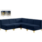 Meridian Furniture Alina Velvet Modular Sectional 5A - Navy - Sofas