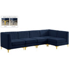 Meridian Furniture Alina Velvet Modular Sectional 5B - Navy - Sofas