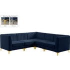 Meridian Furniture Alina Velvet Modular Sectional 5C - Navy - Sofas