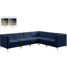 Meridian Furniture Alina Velvet Modular Sectional 6A - Navy - Sofas