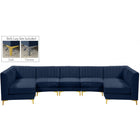 Meridian Furniture Alina Velvet Modular Sectional 7A - Navy - Sofas