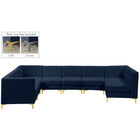 Meridian Furniture Alina Velvet Modular Sectional 8A - Navy - Sofas