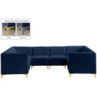 Meridian Furniture Alina Velvet Modular Sectional 8B - Navy - Sofas