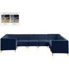 Meridian Furniture Alina Velvet Modular Sectional 8C - Navy - Sofas