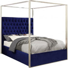 Meridian Furniture Porter Velvet Queen Bed - Navy - Bedroom Beds