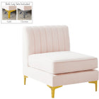 Meridian Furniture Alina Velvet Modular Armless Chair - Pink - Sofas