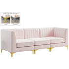 Meridian Furniture Alina Velvet Modular Sofa S93 - Pink - Sofas