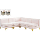 Meridian Furniture Alina Velvet Modular Sectional 5A - Pink - Sofas