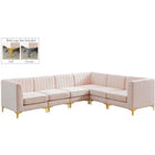 Meridian Furniture Alina Velvet Modular Sectional 6A - Pink - Sofas