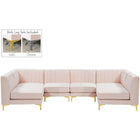 Meridian Furniture Alina Velvet Modular Sectional 6B - Pink - Sofas