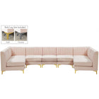Meridian Furniture Alina Velvet Modular Sectional 7A - Pink - Sofas