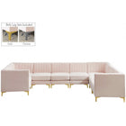 Meridian Furniture Alina Velvet Modular Sectional 8C - Pink - Sofas