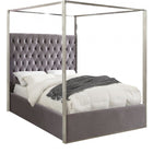 Meridian Furniture Porter Velvet Queen Bed - Grey - Bedroom Beds