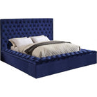 Meridian Furniture Bliss Velvet Queen Bed - Navy - Bedroom Beds
