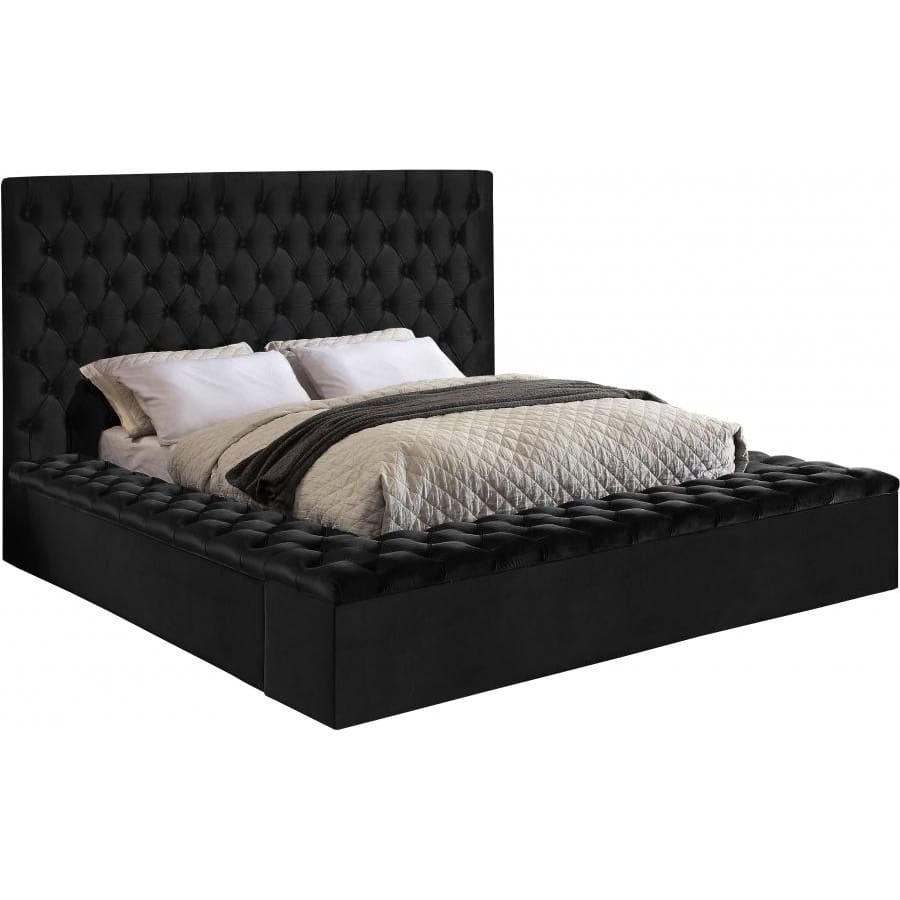 Meridian Furniture Bliss Velvet King Bed - Black - Bedroom Beds