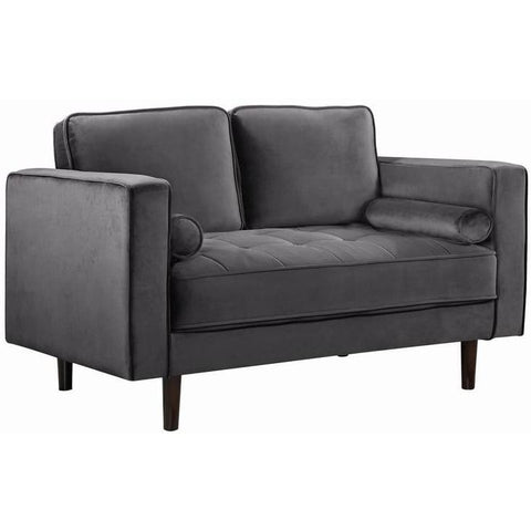 Meridian Furniture Emily Velvet Loveseat - Grey - Loveseats