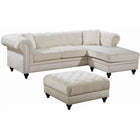Meridian Furniture Sabrina Velvet Reversible 2pc. Sectional Sofa - Cream / None - Sofas