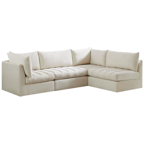 Meridian Furniture Jacob Velvet Modular Sectional 4A - Cream - Sofas