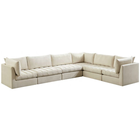 Meridian Furniture Jacob Velvet Modular Sectional 6A - Cream - Sofas