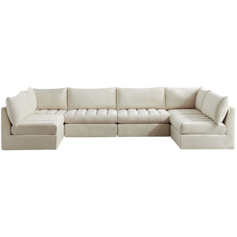 Meridian Furniture Jacob Velvet Modular Sectional 6B - Cream - Sofas
