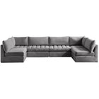 Meridian Furniture Jacob Velvet Modular Sectional 6B - Grey - Sofas
