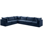 Meridian Furniture Jacob Velvet Modular Sectional 6A - Navy - Sofas