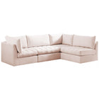 Meridian Furniture Jacob Velvet Modular Sectional 4A - Pink - Sofas