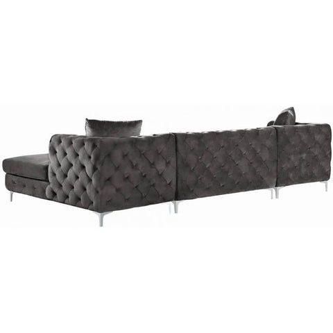 Meridian Furniture Gail Velvet 3pc. Sectional Sofa - Grey - Sofas