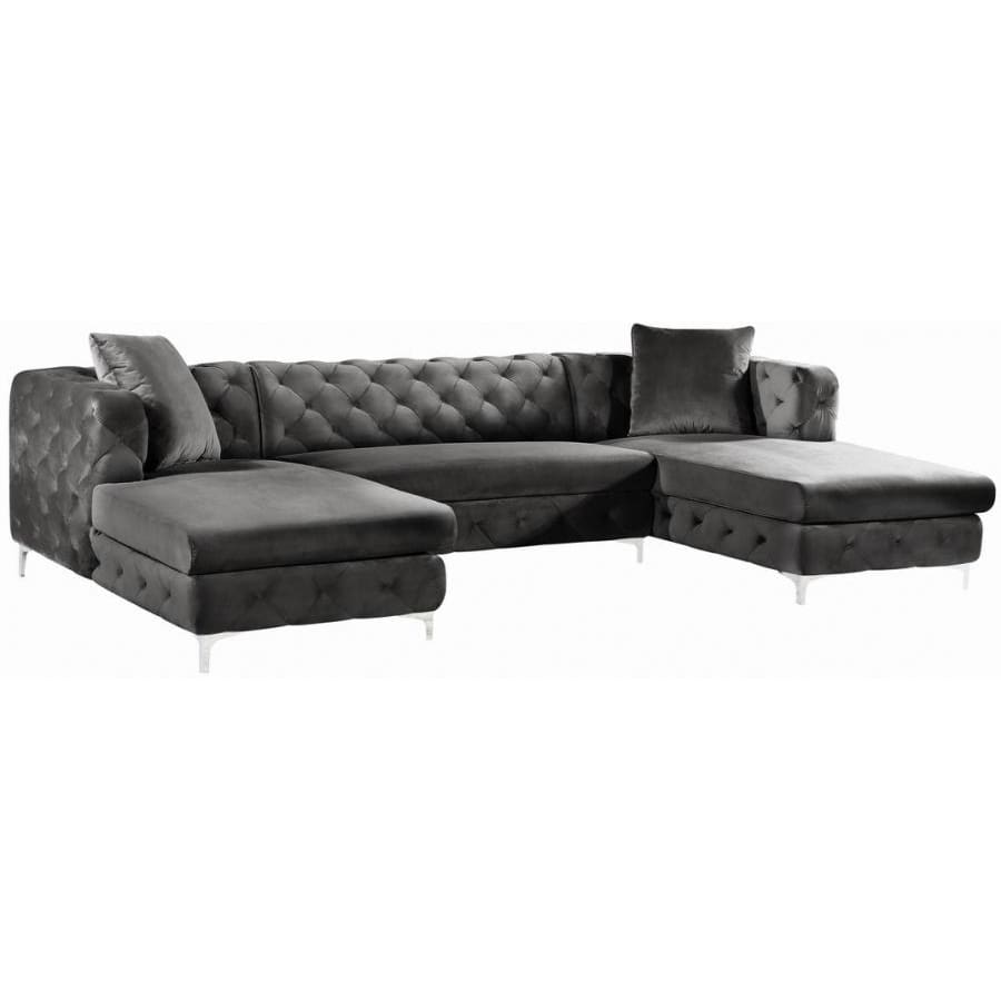 Meridian Furniture Gail Velvet 3pc. Sectional Sofa - Grey - Sofas
