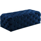 Meridian Furniture Casey Velvet Ottoman / Bench - Blue - Benches