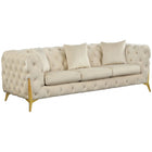 Meridian Furniture Kingdom Velvet Sofa - Cream - Sofas