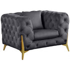 Meridian Furniture Kingdom Velvet Chair - Grey - Chairs