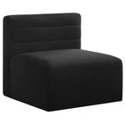 Meridian Furniture Quincy Velvet Modular Cloud-Like Comfort Armless Chair - Black - Sofas