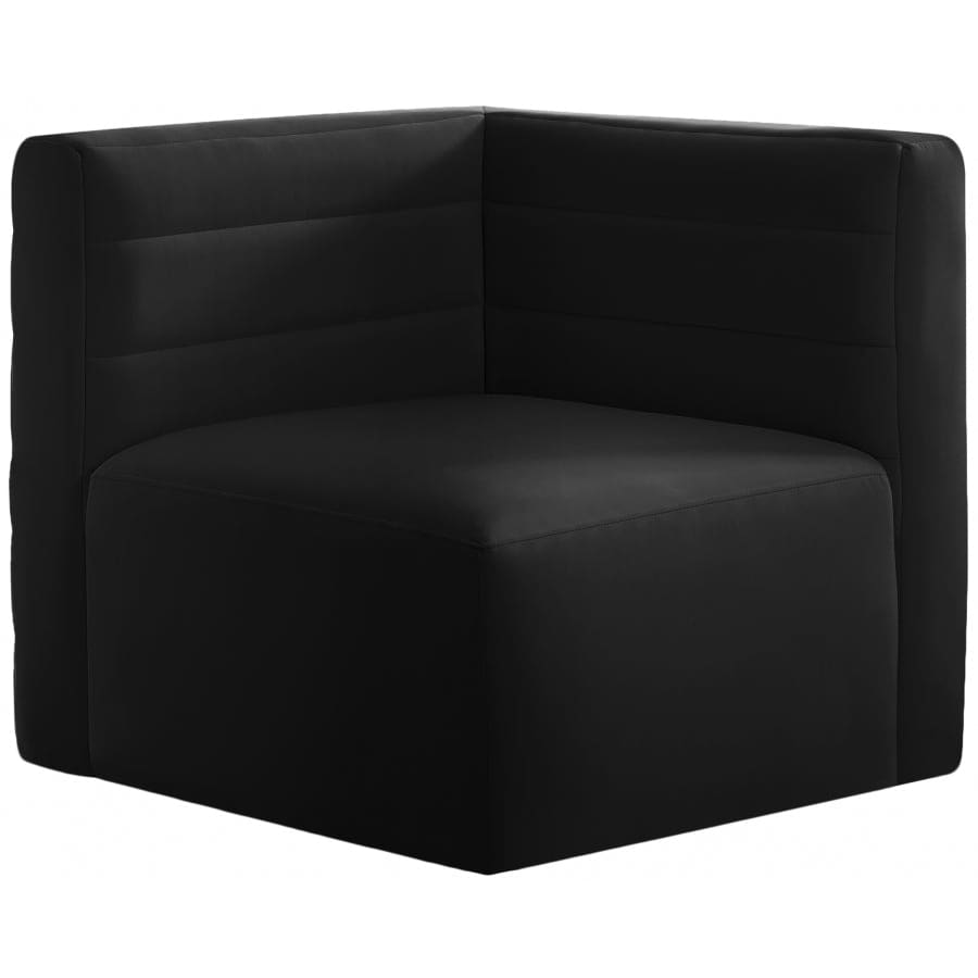 Meridian Furniture Quincy Velvet Modular Cloud-Like Comfort Corner Chair - Black - Chairs