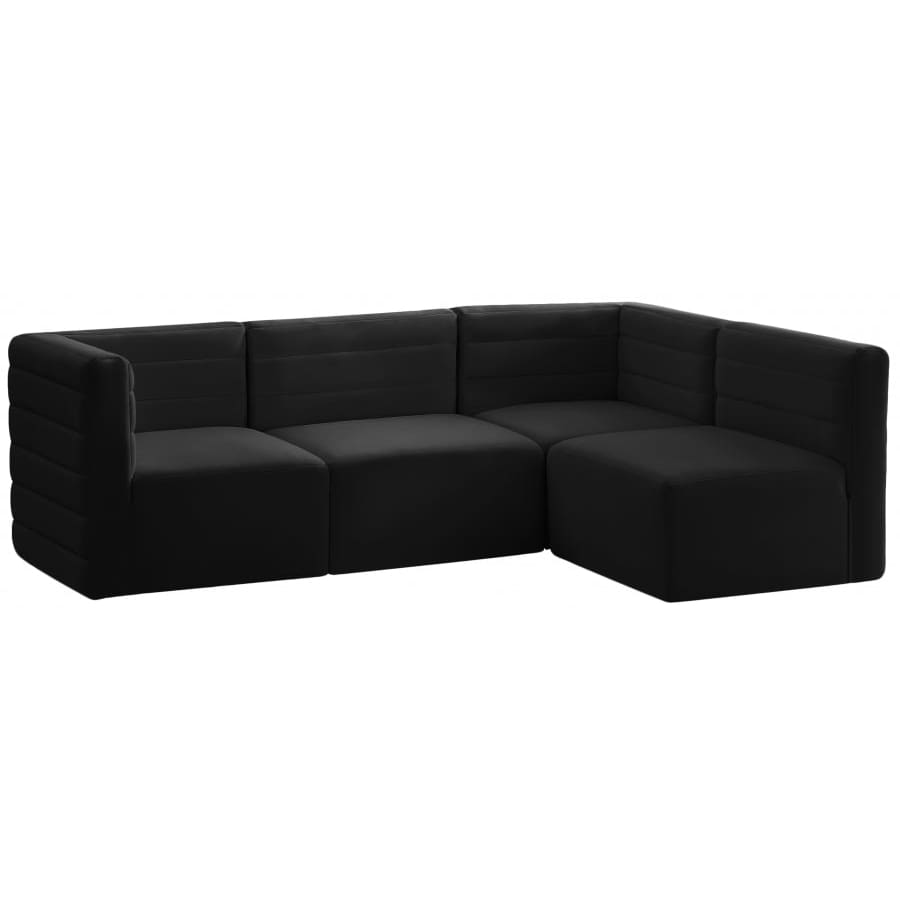 Meridian Furniture Quincy Velvet Modular Cloud-Like Comfort Sectional 4A - Black - Sofas