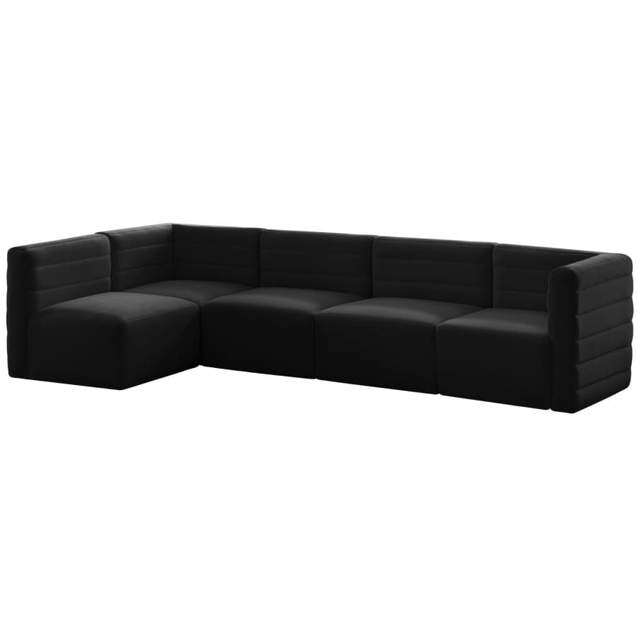 Meridian Furniture Quincy Velvet Modular Cloud-Like Comfort Sectional 5A - Black - Sofas