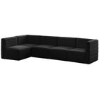 Meridian Furniture Quincy Velvet Modular Cloud-Like Comfort Sectional 5A - Black - Sofas