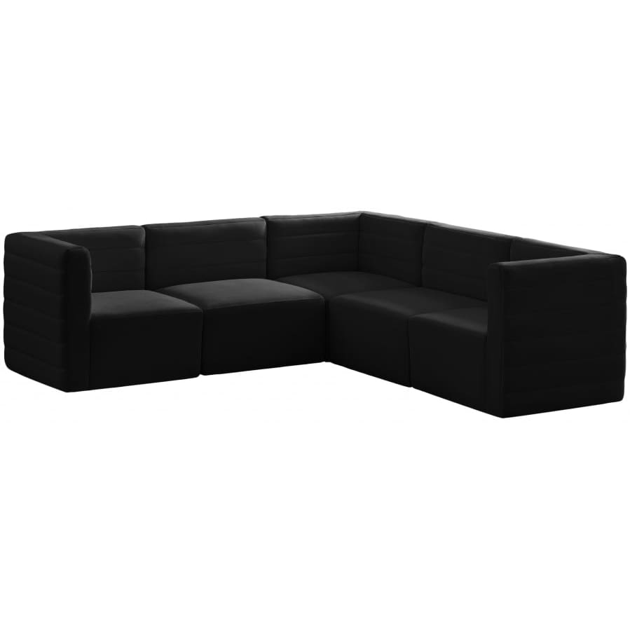 Meridian Furniture Quincy Velvet Modular Cloud-Like Comfort Sectional 5C - Black - Sofas