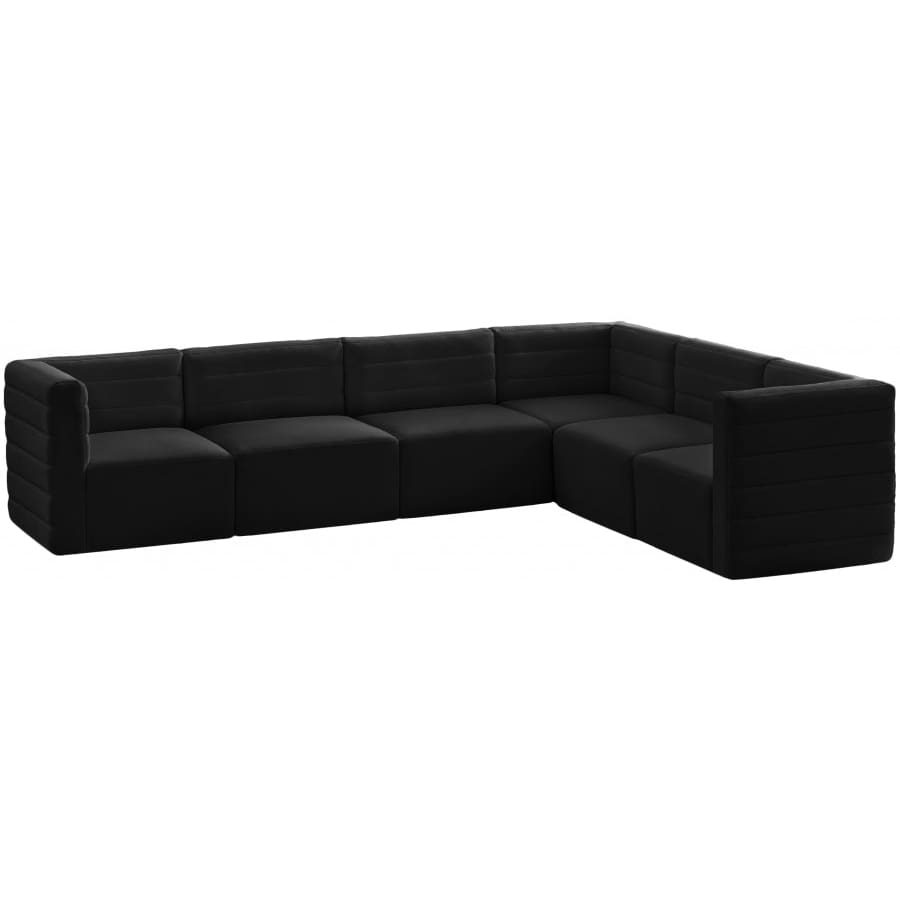 Meridian Furniture Quincy Velvet Modular Cloud-Like Comfort Sectional 6A - Black - Sofas