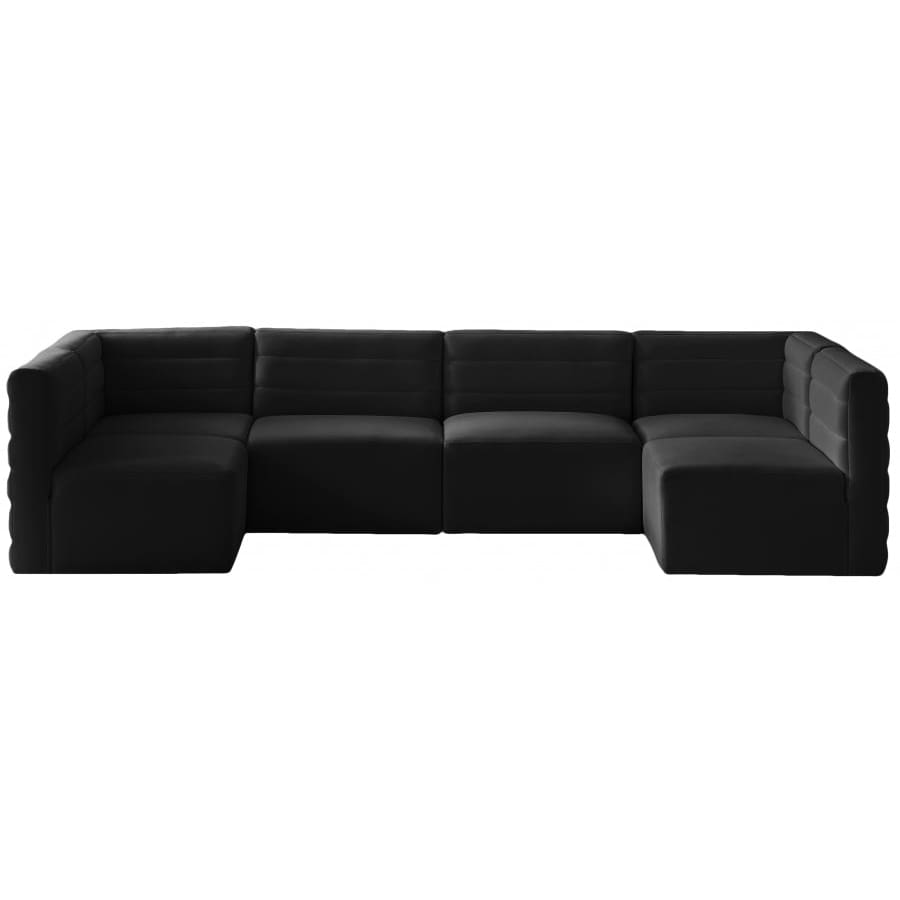 Meridian Furniture Quincy Velvet Modular Cloud-Like Comfort Sectional 6B - Black - Sofas