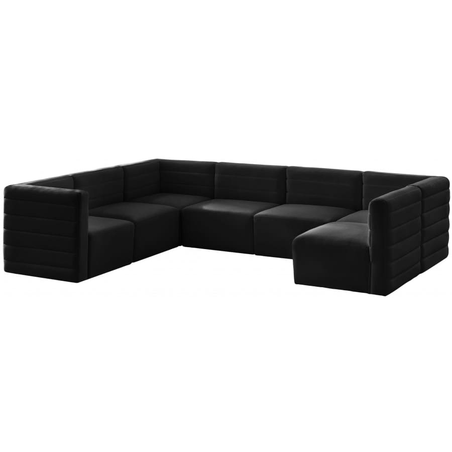 Meridian Furniture Quincy Velvet Modular Cloud-Like Comfort Sectional - Black - Sofas